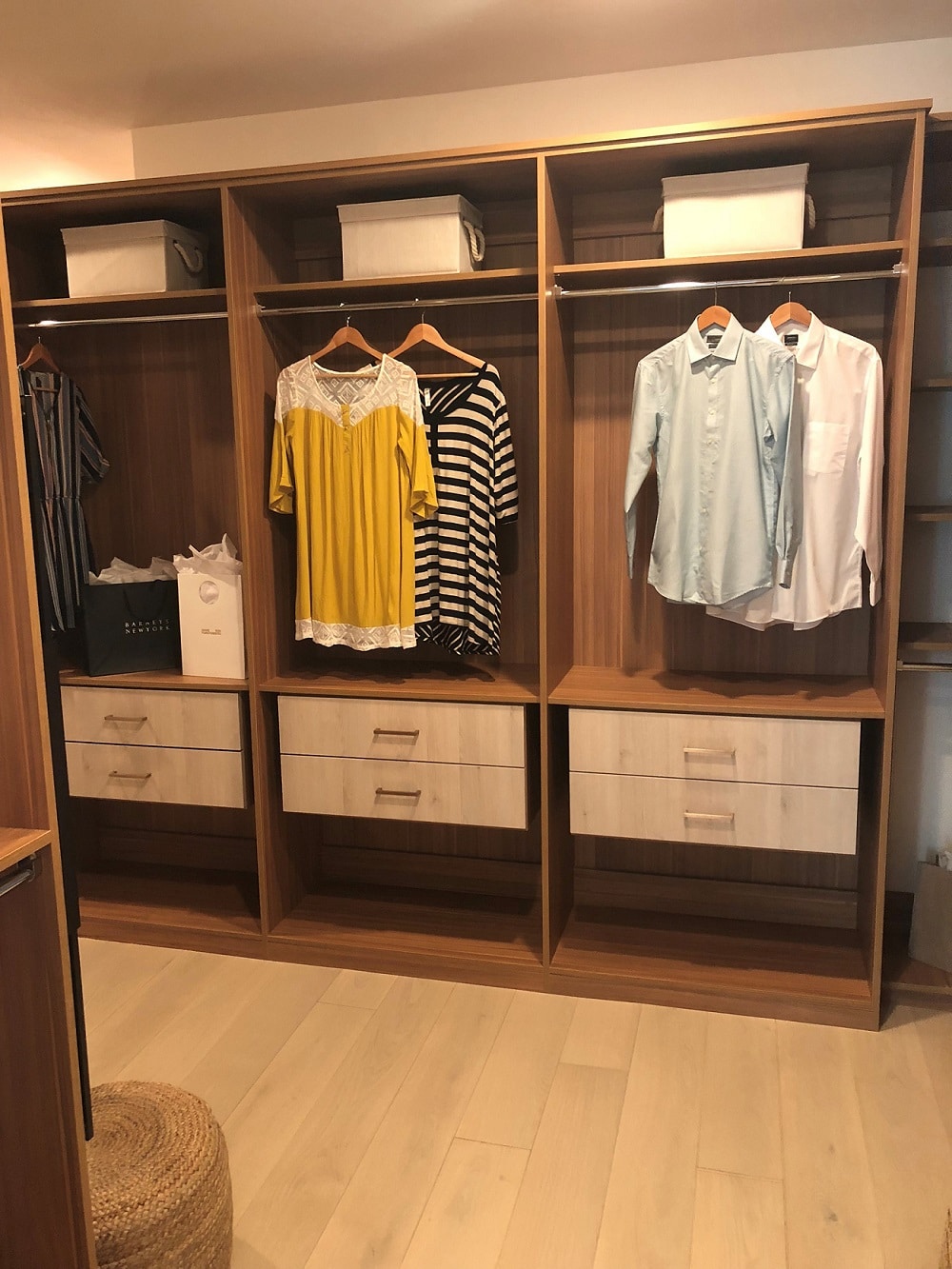 Modern Walk In Closets with Custom Drawer Faces