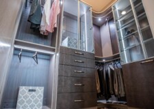 This high end custom closet for him in Las Vegas has modern design from floor to wall to ceiling. Las Vegas high end custom closets for him with modern design