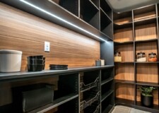 The dark shade on this custom kitchen pantry design perfectly displays elegance and sophistication. Custom Kitchen Pantry Las Vegas, NV
