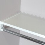 VUE product featuring white shelf and chrome rod
