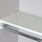 VUE product featuring white shelf and chrome rod