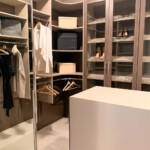 This professional functional closet design has compact clothes shelves and more hanging space with curved corner rods for smooth gliding. Closet Solutions Las Vegas, NV