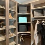 The upper rounded corner shelves are efficiently designed to give you more storage space. Custom Closet Company Las Vegas, NV