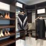 Even with a small space, Closets Las Vegas was able to make this walk in closet functional with shoe shelves, double hang and long hang shelves. Closet Maker Las Vegas, NV