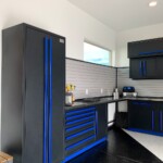 View from the side of this custom garage by Closets Las Vegas.