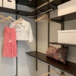 For this closet, Closets Las Vegas used the FreedomRail product line in chocolate pear shade. Shelving For Walk In Closet