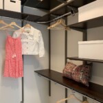 For this closet, Closets Las Vegas used the FreedomRail product line in chocolate pear shade. Shelving For Walk In Closet