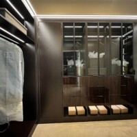 This project is a squared off walk in closet, ensuring there are no gaps behind the closet.